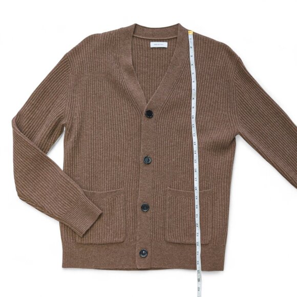 Italic Wool Cashmere Ribbed V-Neck Cardigan – Men's Size Small (Pecan) - Picture 10 of 16